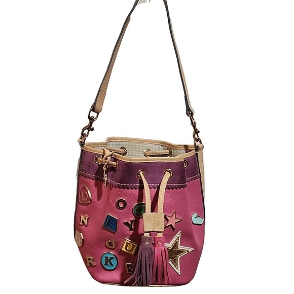 DOONEY & BOURKE Rare PINK Edition Lindsay Lohan Charm Leather Bucket Bag purse 6 - Picture 2 of 16